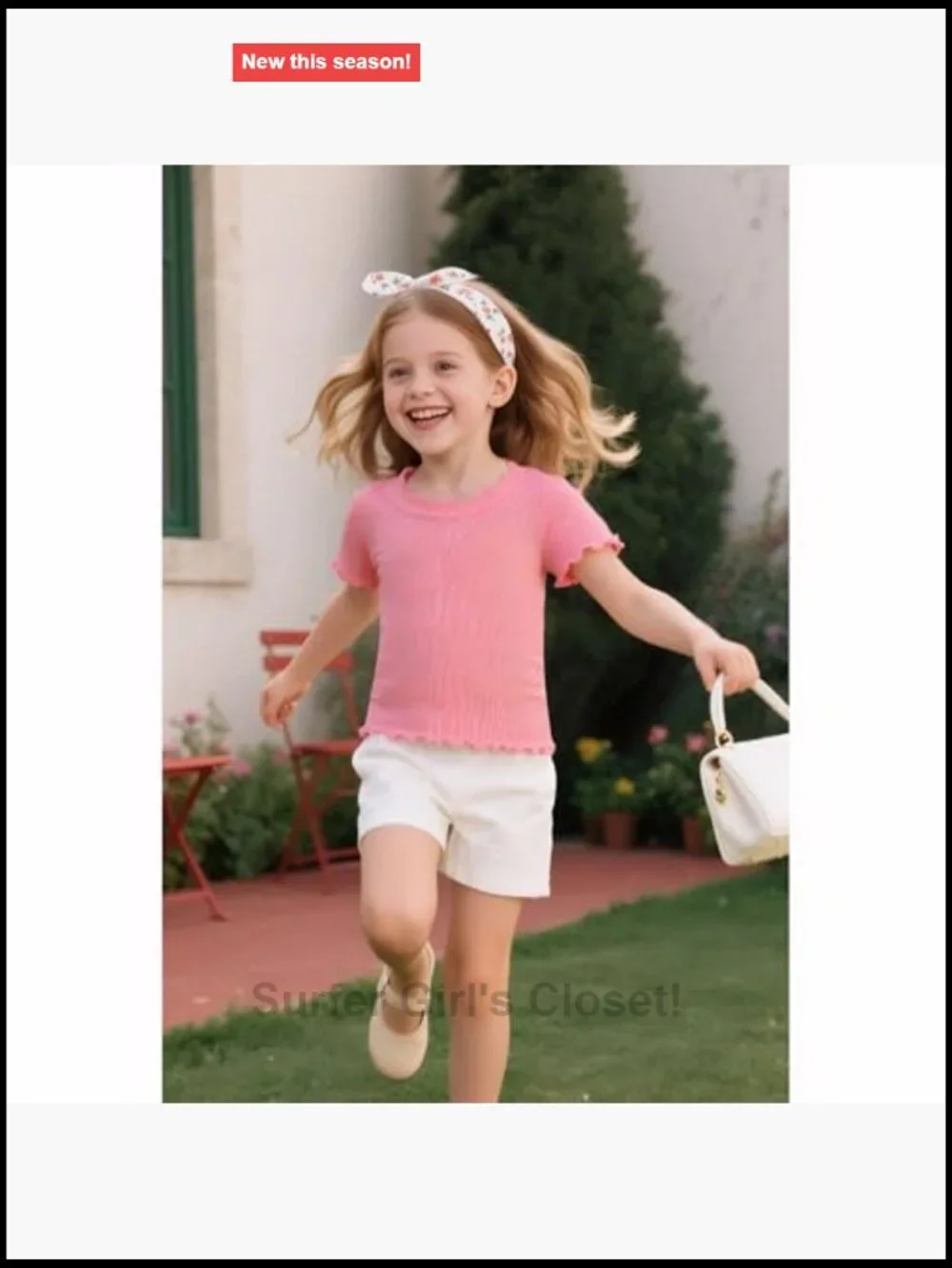 Girls Summer Ribbed Knit Short Sleeve T-Shirts Lettuce Trim Casual Blouse Tops